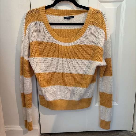 American Eagle Outfitters Sweaters - American Eagle Outfitters Mustard and White Striped Sweater